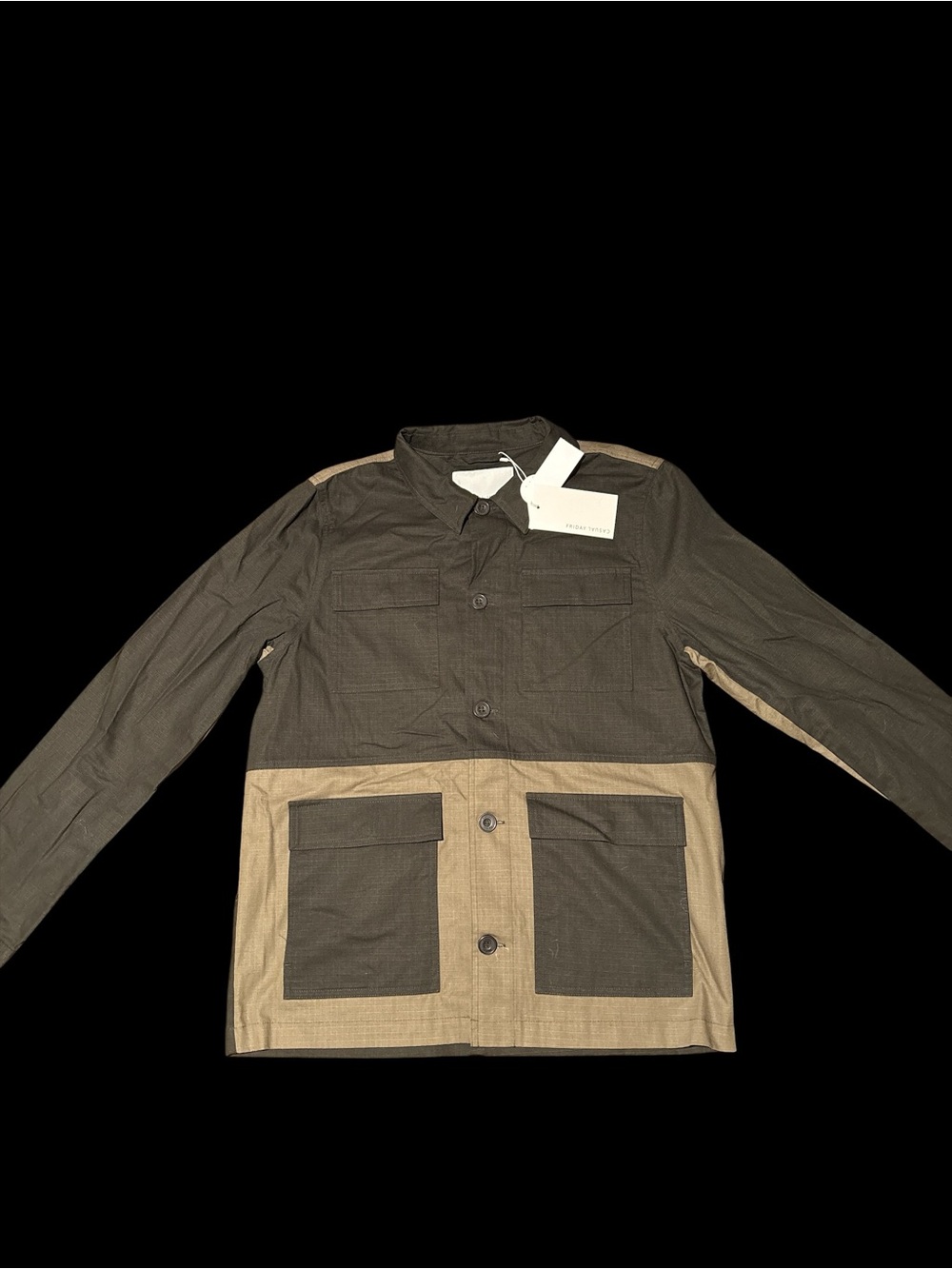 Men's Two-Tone Olive & Tan Field Jacket - Military Style